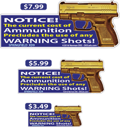 Ammunition Cost deecal, deecals, notice, ammunition, ammo, cost, warning, shot, shots, warning shots, springfield, xd9, springfield xd9